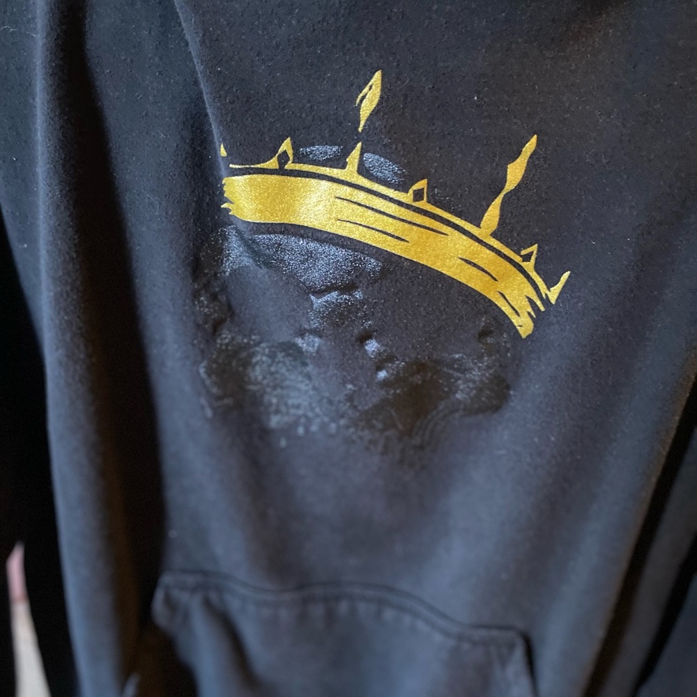 Black Hoodie with Gold Crown Design